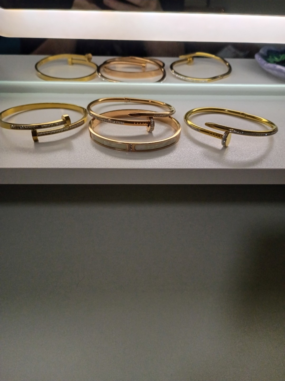 Gold Tone Nail-Head Bangle Bracelet - Women's Jewelry